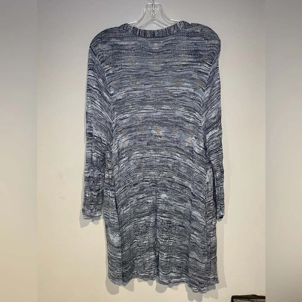 Croft & Barrow Navy Variegated Zig Zag Lightweight Open Cardigan Sz XL